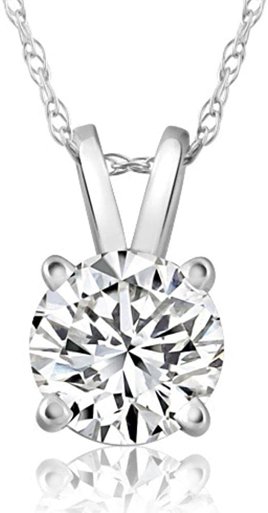 1.50ct Natural Certified Diamond HI/I2 Solitaire Pendant 14k White Gold Necklace